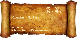 Rieder Milán névjegykártya