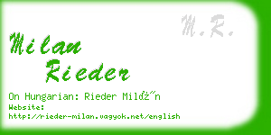 milan rieder business card